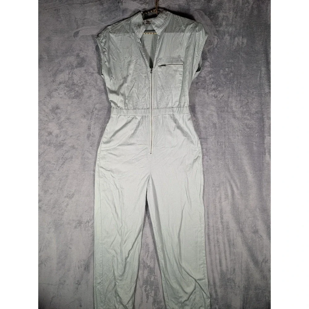 Madewell Womens Light Sage Green Cotton Twill Utility Zip Front Jumpsuit Size 0